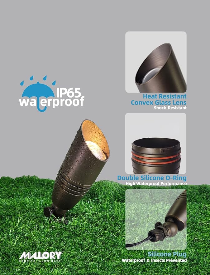 MALORY Brass Landscape Spotlights 4-Pack - Image 4