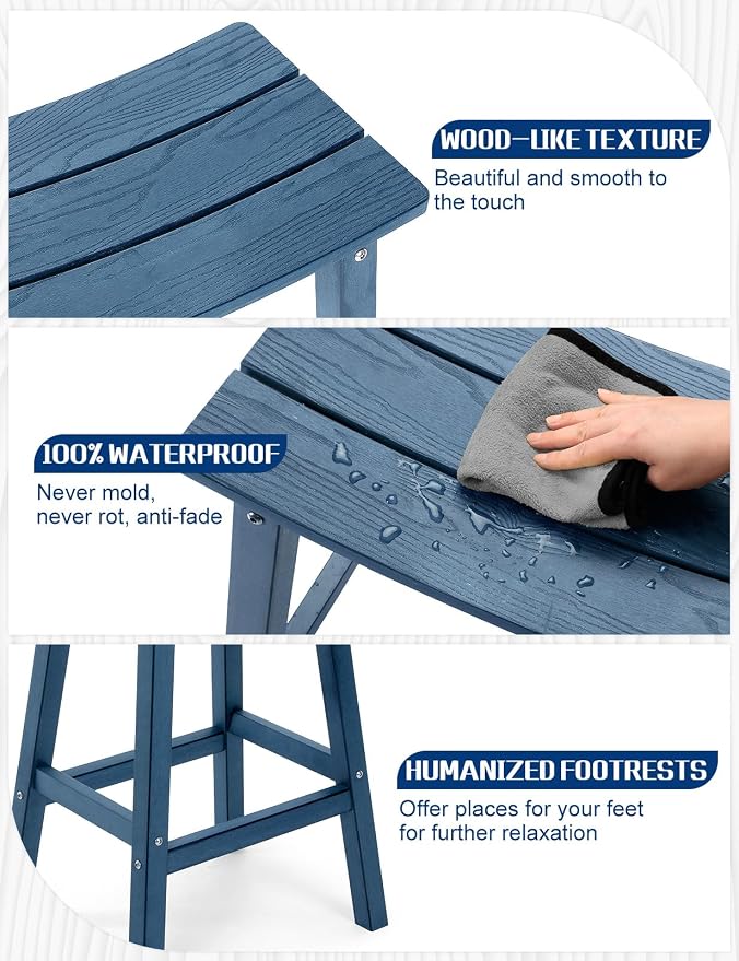 Weatherproof Bar Stools Set of 2, Saddle Seat, Bar Height Stools - Image 9