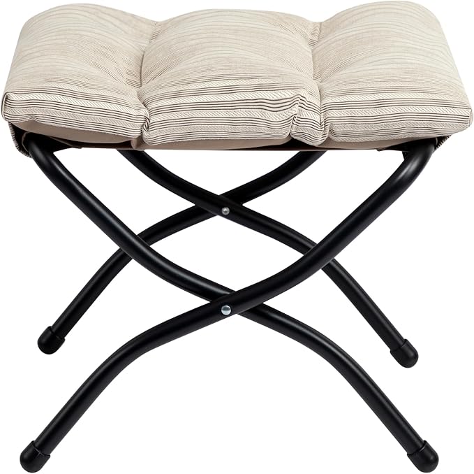 HollyHOME 15" Folding Footrest Stool, Upholstered Small Foldable Ottoman - Image 9