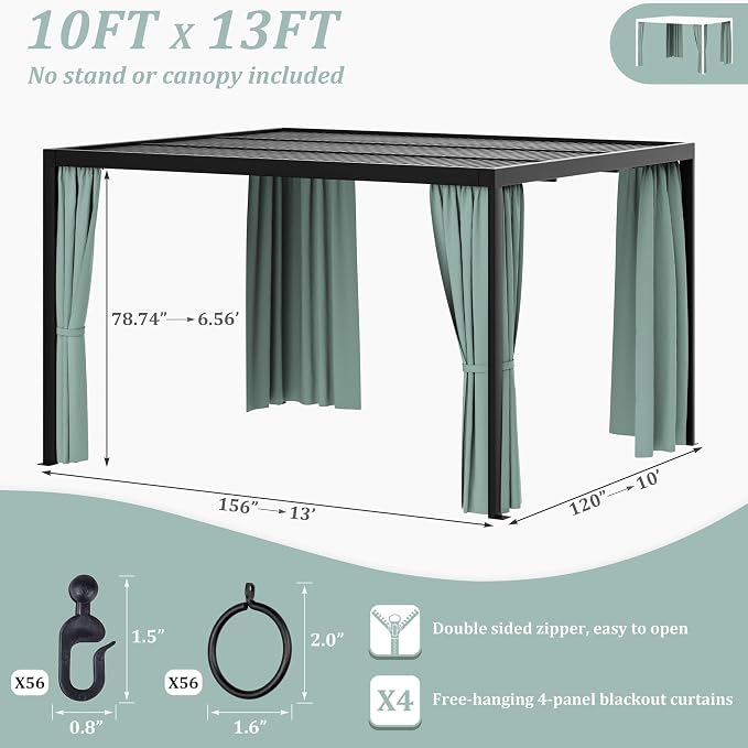 Gazebo Universal Replacement Privacy Curtain, 4-Panels Sidewall Curtains - Image 2