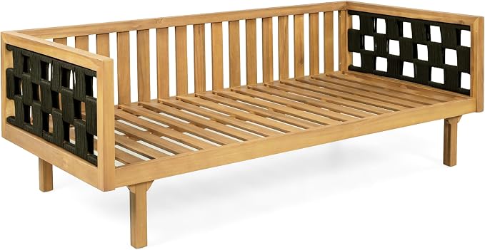 Merax Outdoor 3 Seater Daybed, Acacia Wood Patio Day Bed Couch Sofa - Image 7