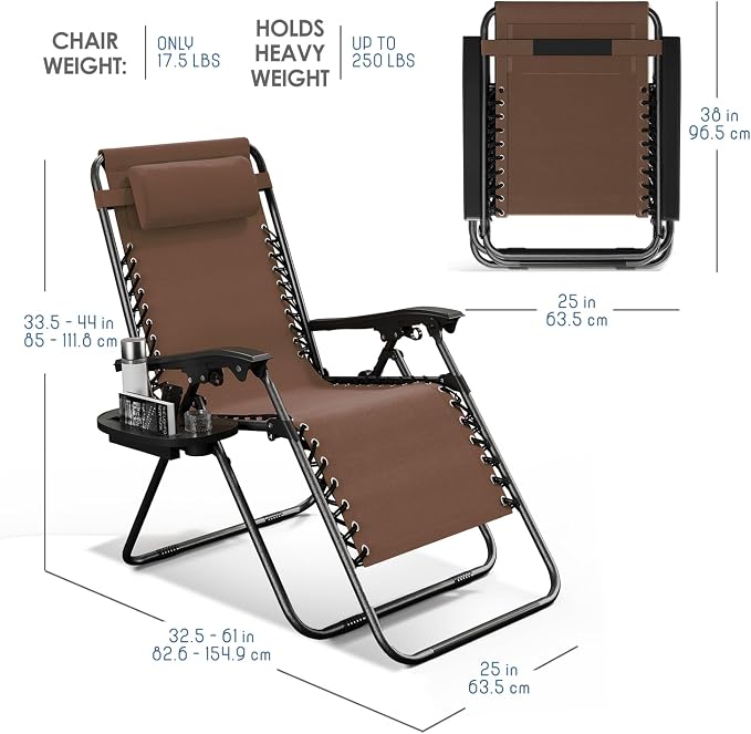Nestl Zero Gravity Chairs Set of 2, Patio Lounge Chair Outdoor - Image 3