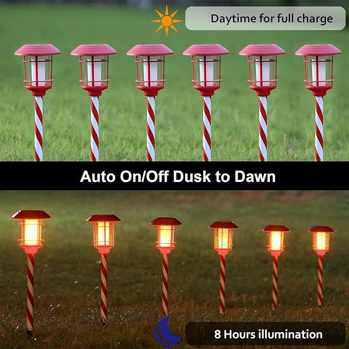 Dynaming 6 Pack Christmas Solar Flame Garden Lights Outdoor, Dual Use - Image 3