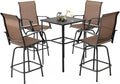 NUU GARDEN 5 Piece Outdoor Swivel Bar Set, All Weather Patio High Bar Stool by NUUGARDENCORPORATION