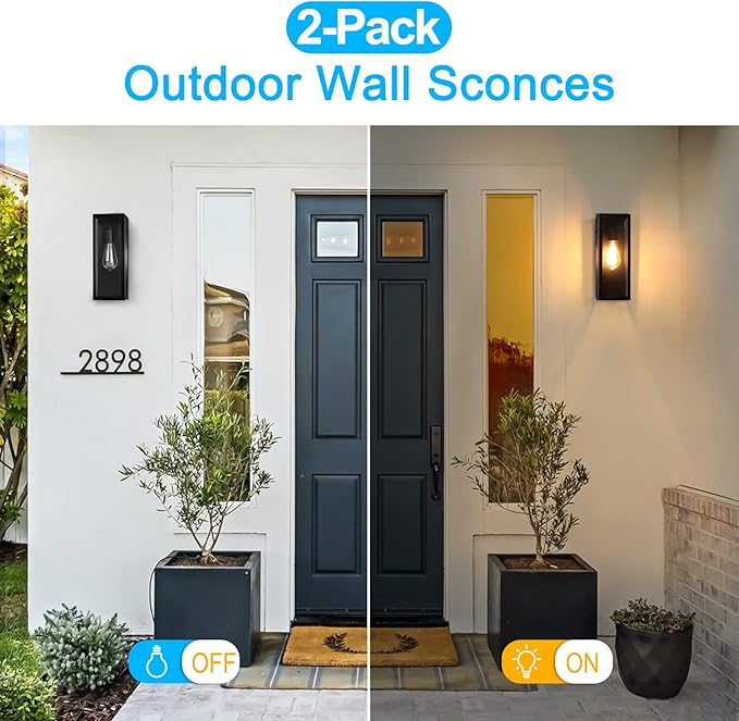 2-Pack Outdoor Wall Lanterns, Exterior Waterproof Wall Sconce - Image 5