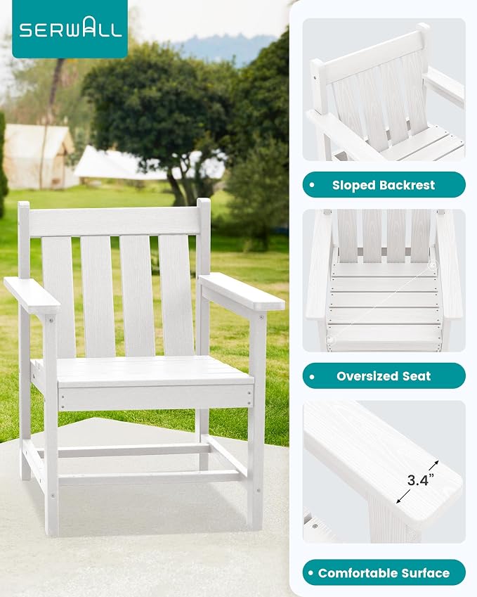 SEWRWALL 3 Pieces Patio Bistro Set, All Weather Adirondack Chair Set - Image 4