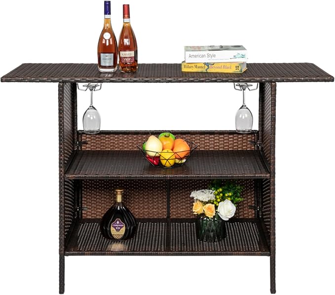 Multifunctional Wicker Outdoor Bar Table by KEPOOMAN