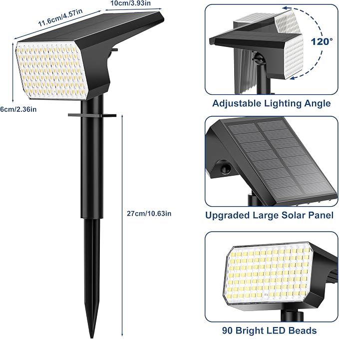 LANSOW 12 Pack Solar Spot Lights Outdoor Waterproof IP67, Solar Landscape - Image 8