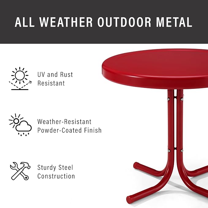 Crosley Furniture Griffith Weather Resistant Retro Metal Outdoor Side Table - Image 5