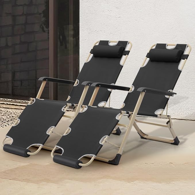 Athena Collection Zero Gravity Outdoor Lounge Chair Set of 2, Outdoor Chaise - Image 2