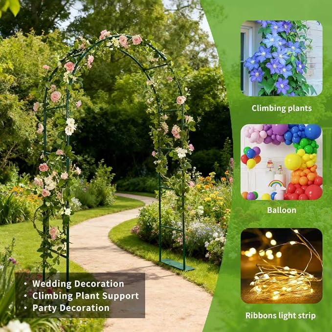 Thickened Tube GreenGiggle 100% Metal Heavy Duty Metal Garden Arch Trellis - Image 6
