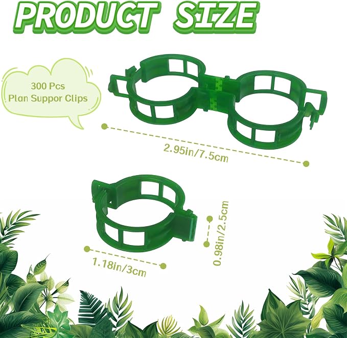 OJYUDD 300 Pcs Plant Support Clips, Plastic Tomato Clips, Plant Support Clips - Image 2
