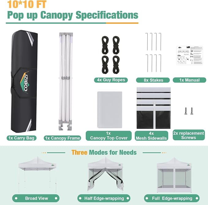 COBIZI Canopy Tent 10x10 Heavy Duty Pop Up Canopy - Image 6