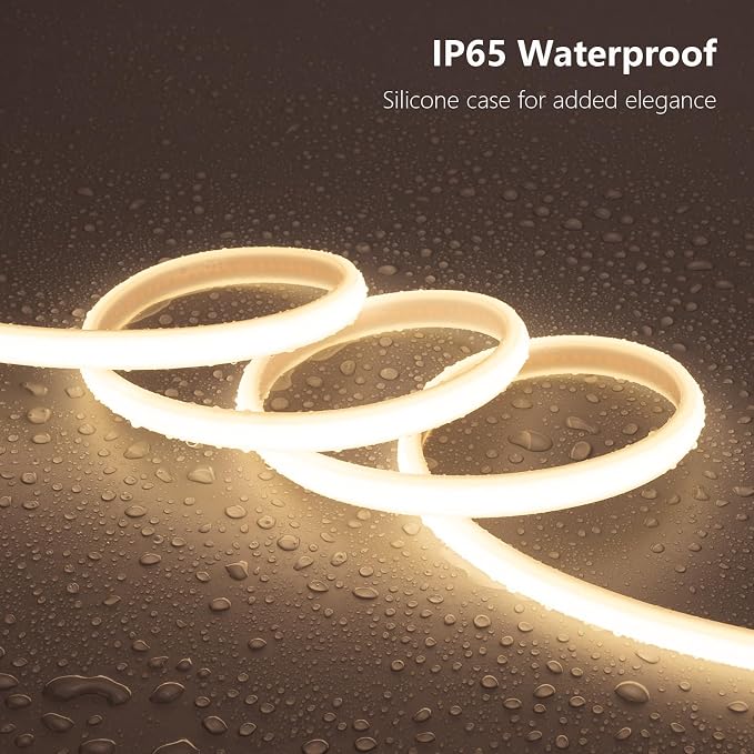 AC 110V COB LED Strip Lights Outdoor Waterproof 65.6ft, 4000K Natural White - Image 2