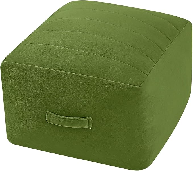 MeMoreCool Square Stuffed Pouf Ottoman Foot Rest, Floor Pouf Foot Stool by MeMoreCool
