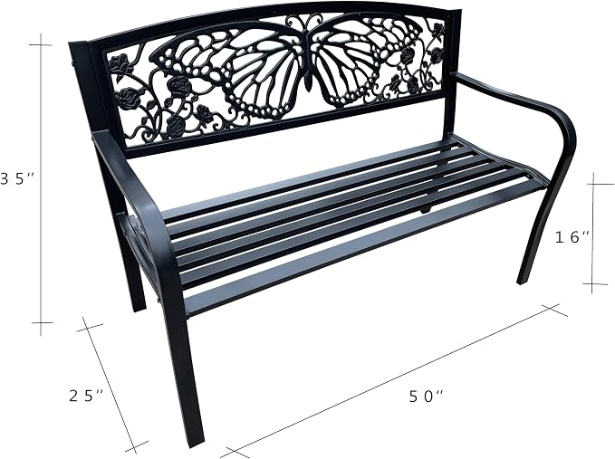 Hi-Line Gift Ltd 50" Outdoor Metal Garden Bench - Image 2