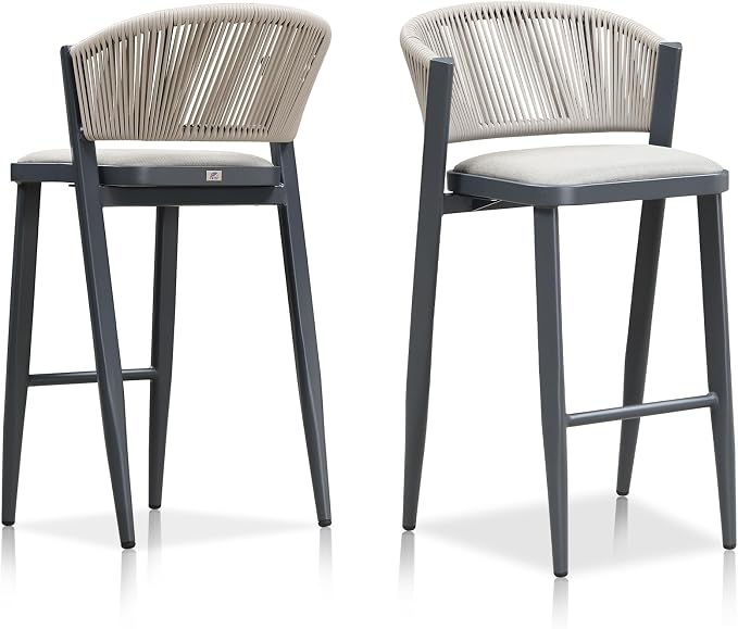 PURPLE LEAF Bar Stool Set of 2 Outdoor Bar Chairs by PURPLELEAF