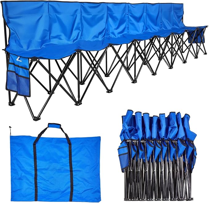 VEVOR Portable Folding Bench, 8 Seat Foldable Soccer Bench by VEVOR