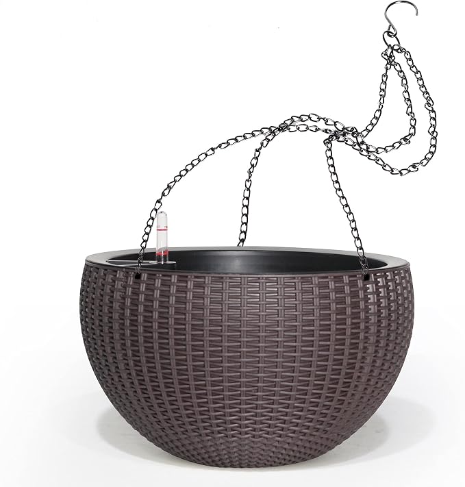 Dexceder 10.5 Inch Large Self Watering Hanging Planters Indoor Outdoor by Dexceder