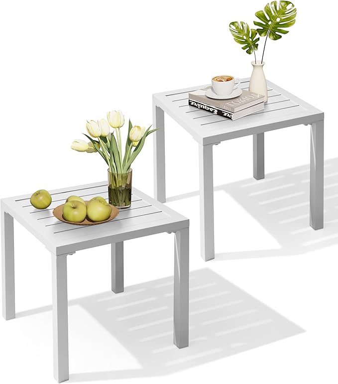 Crestlive Products Aluminum Outdoor Side Table Set of 2, Pool Lounge Chair Side by CrestliveProducts