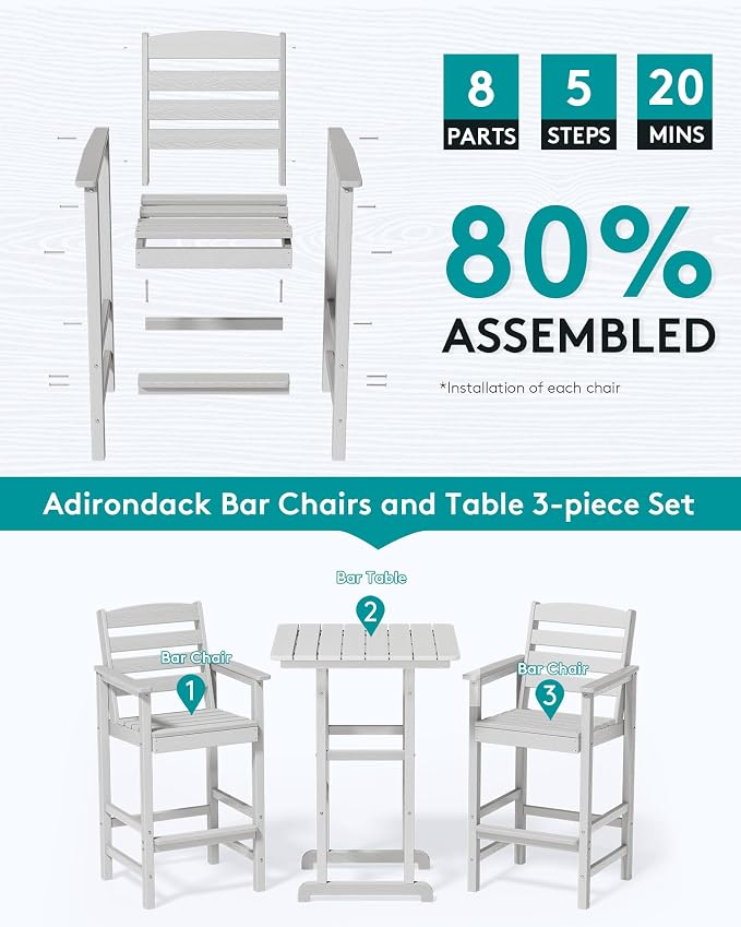 SERWALL 6 Pieces Outdoor Patio Bar Set - Image 6