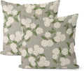 Grey Spring Pillow Covers 18x18 Inch 2 Pcs Gray Green Hydrangea Flower Decor by DAFENA