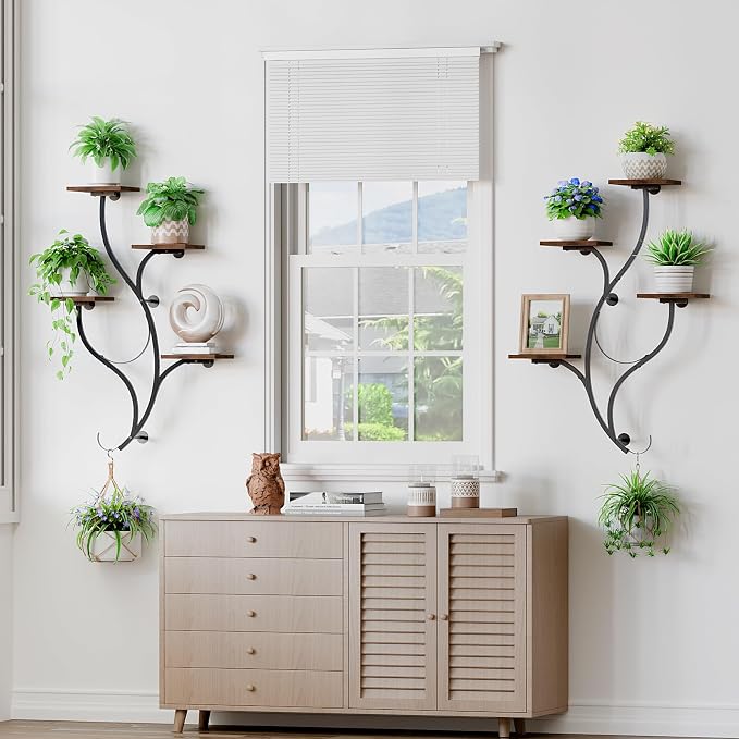 LATIBELL 2 Packs Wall Planters for Indoor Plants 8 Tiered Wall Mount Plant - Image 4