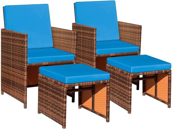 Devoko 4 Pieces Patio Wicker Furniture Set Outdoor Patio Chairs - Image 5