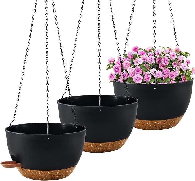 10 inch Hanging Planters for Indoor Plants, 3 Pack Self-Watering Hanging by Unknown