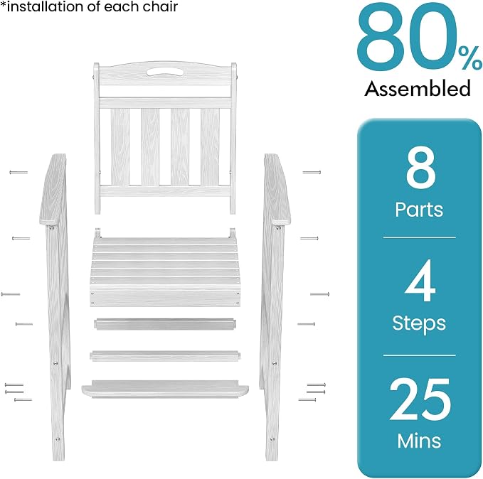 Ciokea Heavy Duty Bar Height Chair, 380lbs Outdoor Adirondack Tall Bar Chair - Image 7