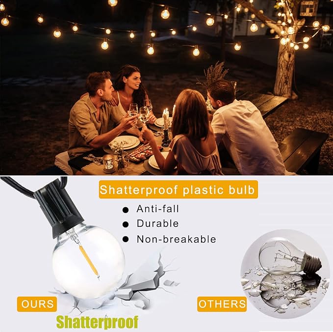 100FT LED String Lights Outdoor Waterproof G40 Globe String Lights - Image 3