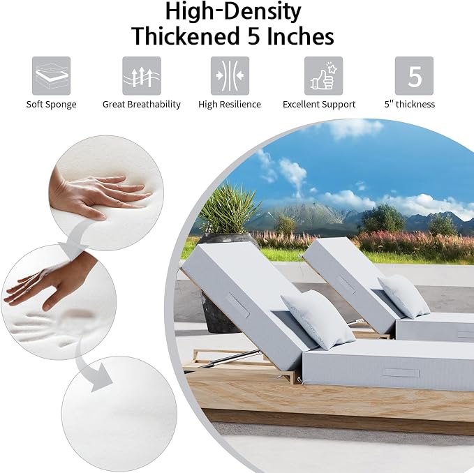 Outdoor Water-Resistant Olefin Chaise Lounge Cushions - Image 5
