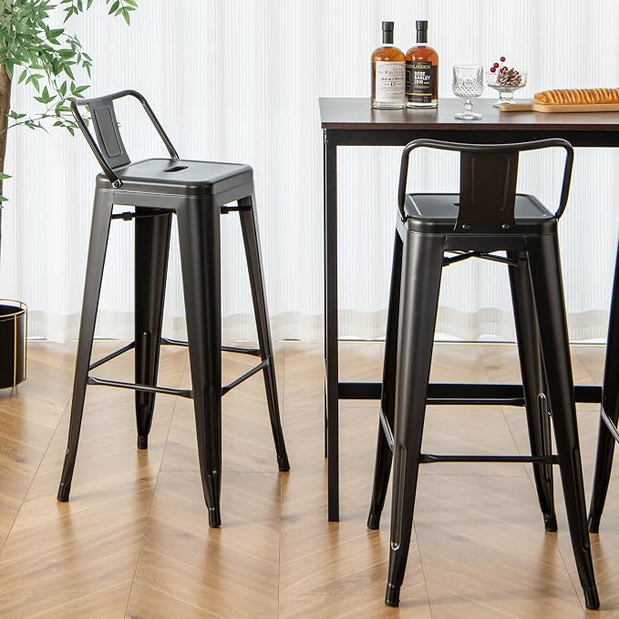 Giantex Metal Bar Stools Set of 4, Rubber Feet, Industrial Stackable Barstools - Image 9