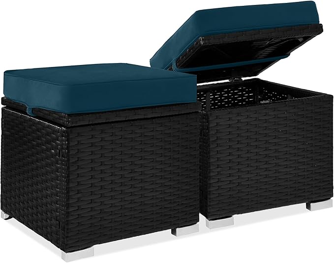 Best Choice Products Set of 2 Wicker Ottomans, Additional Seating, Side Table by BestChoiceProducts