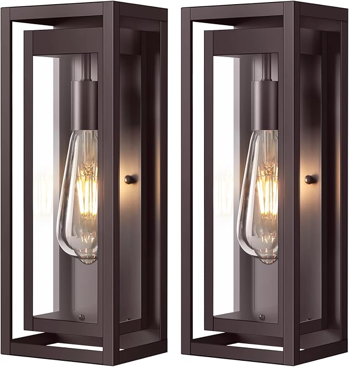 15" Large Oil Rubbed Bronze Outdoor Light Fixture, 2 Pack ORB Outdoor Sconces by Slypadan