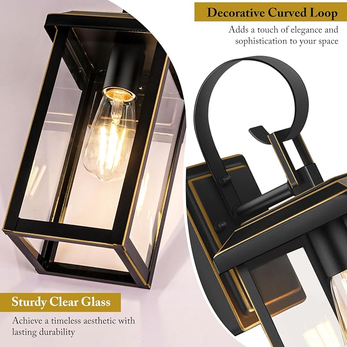 BesLowe 2-Pack Outdoor Wall Light Fixtures, Waterproof Porch Lights Outdoor - Image 4