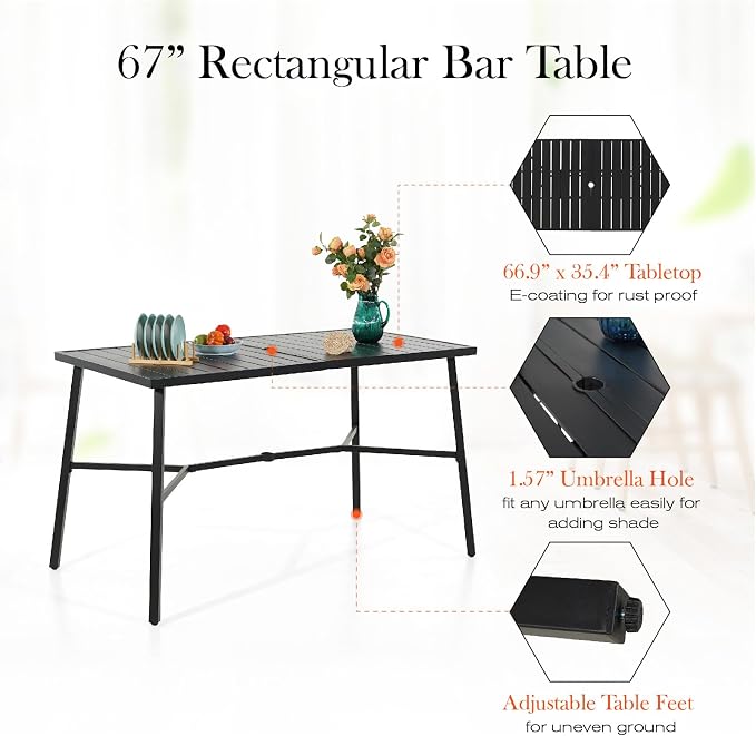 Sophia & William Outdoor Bar Set, Patio Bar Table and Chairs Set, Bar Height - Image 6