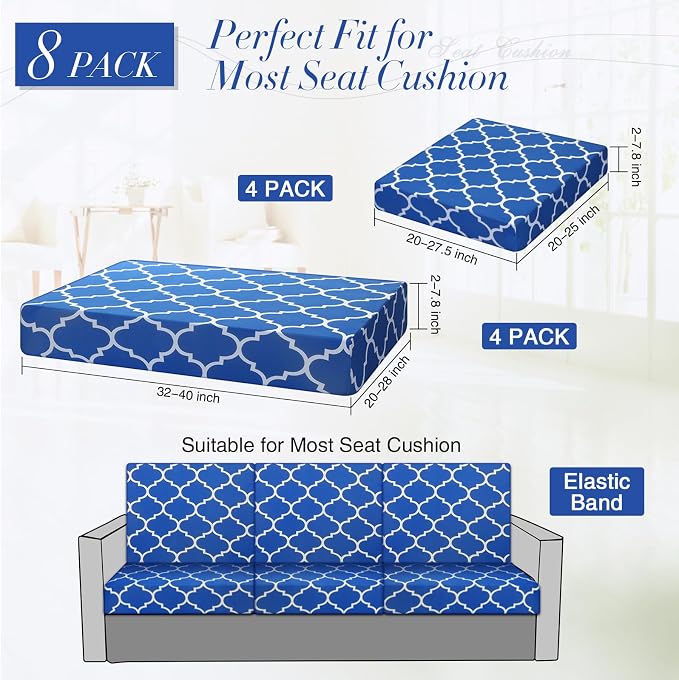 Newwiee 8 Pcs Stretch Patio Outdoor Cushion Covers Waterproof Replacement Sofa - Image 4