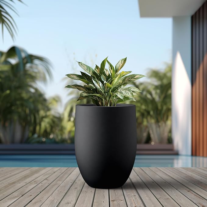 Kante 21.7 Inch Tall Concrete Planter, Large Indoor Outdoor Plant Pot - Image 3