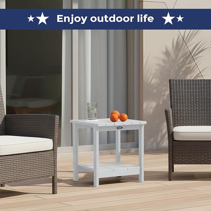 Square Outdoor Side Table Adirondack Side Table, Waterproof & 2-Tier Small End - Image 9