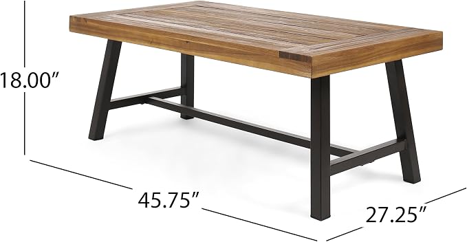 Christopher Knight Home Liton Indoor Acacia Wood Coffee Table, Sandblast Finish - Image 2