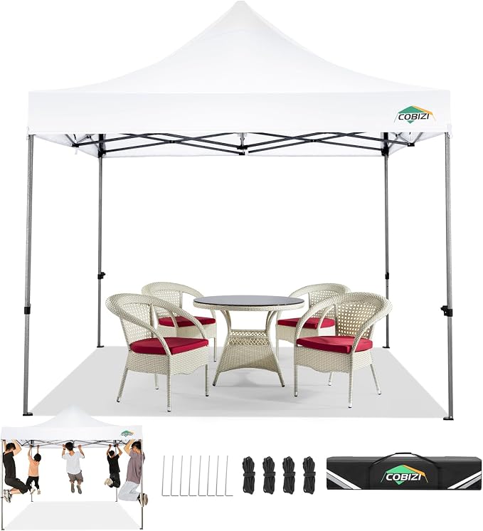 COBIZI 10x10 Pop Up Canopy Tent 10x10 Easy up Canopy, Heavy Duty Outdoor Canopy by COBIZI