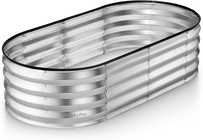 Plant & Plot Galvanized Raised Garden Beds Outdoor // 4×2×1 ft Planter Raised by PlantPlot