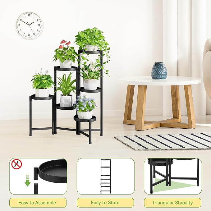 iDavosic.ly Plant Stand Indoor Outdoor, 6 Tier Corner Metal Flower Display - Image 5