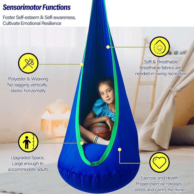 Kids Pod Swing Seat, Max 300 Lbs, Child Sensory Swing Chair Indoor & Outdoor - Image 5