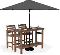 SERWALL Outdoor Bar Set with 9ft Umbrella, All-Weather HDPE Patio Bar Chairs by SERWALL