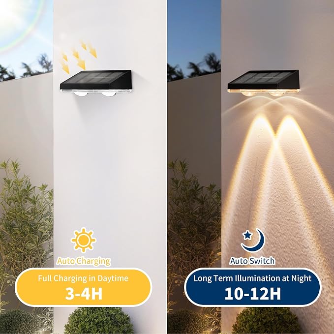 Solar Fence Light Outdoor, 12 Pack LED Solar Light, 3000K 50 Lumens - Image 2