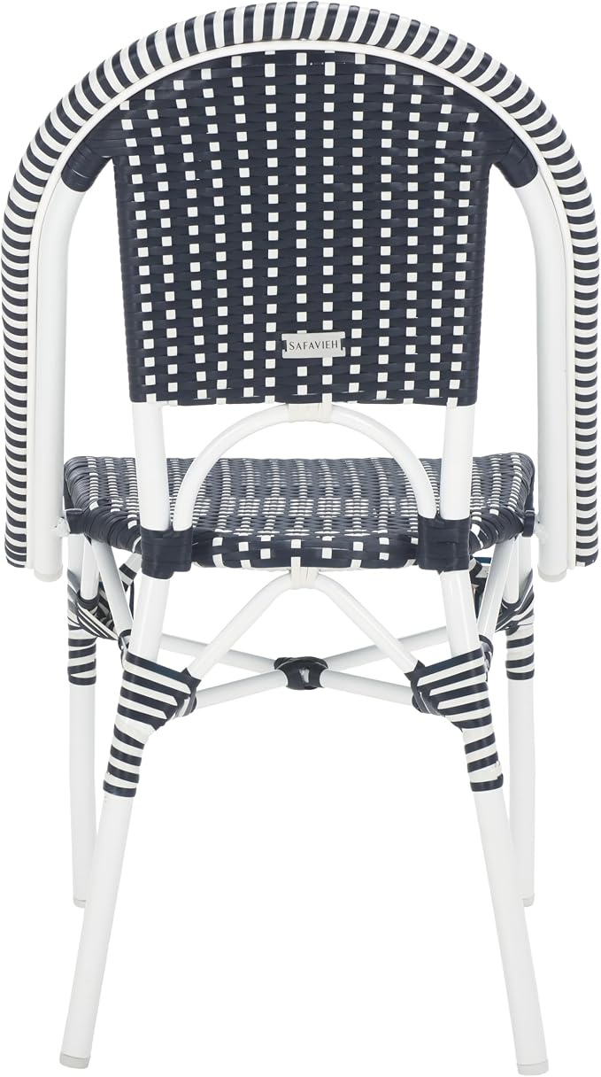 SAFAVIEH Outdoor Collection Torino Navy & White Parisian Bistro Chair Set of 2 - Image 5
