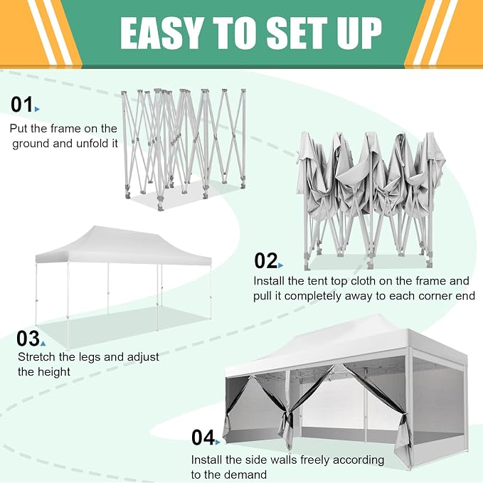COBIZI 10x20 Canopy Tent, Heavy Duty Pop up Canopy - Image 7