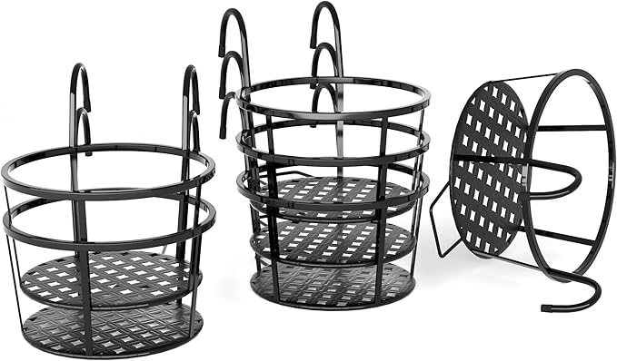 CADANI Iron Hanging Plant Holder Over The Rail Metal Fence Planters, Hanging - Image 7
